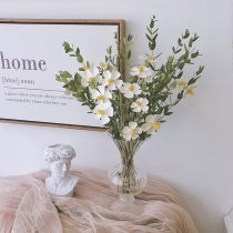 Korean with chic dried flowers bouquet eucalyptus leaf violet glass vase diy hipster living room flower arrangement