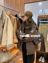 European station thick leather jacket New 2021 explosive lamb wool fur one motorcycle leather jacket women winter