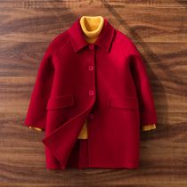 Child bifacial cashmere large coat with long 2022 autumn and winter babys baby boy wool Thickened male and female child jacket