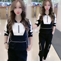 Set women 2021 new fashionable spring and autumn Net Red fashion leisure sportswear foreign clothes two-piece tide