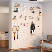 Hole board custom wooden Nordic laminate storage living room solid wood decoration wall wall wall partition shelf