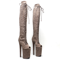 Leecabe European and American velvet super high-heeled boots nightclub hate sky high boots European and American pole dance nightclub boots 5BX