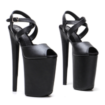 Leecabe waterproof platform womens sandals sexy steel pipe dance catwalk model super high heels training dance shoes 1B