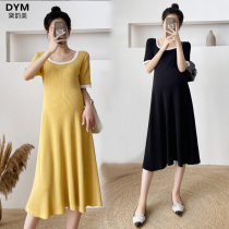 Maternity dress summer top net red summer fashion item over the knee ice silk loose maternity dress Summer maternity dress