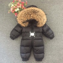 2020 new winter boys and girls childrens baby baby raccoon hair thickened childrens clothing long down jacket