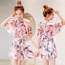 Swimsuit women 2021 new fashion one-piece dress Conservative belly thin chest gathering Korea hot spring swimsuit
