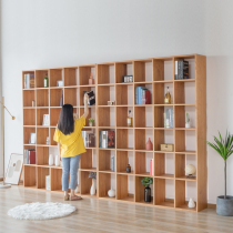 Solid wood bookshelf floor full solid wood shelf Japanese cherry wood lattice bookcase Nordic black walnut log bookcase