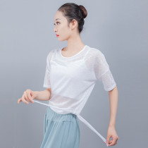 Snowflake short-sleeved dance top Loose mesh modern dance jacket Casual T-shirt Practice performance suit Blouse