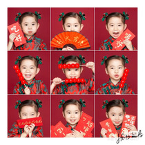 New Year childrens photography props fan simulation sugar gourd photo studio New Year photo supplies couplet