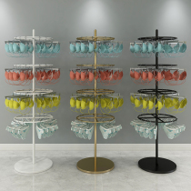 Clothing store hanging underwear display rack floor-standing shorts socks bra shelf island round rotating shelf