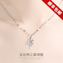 Sterling silver necklace female collarbone simple niche design pendant jewelry inlaid with Swarovski zirconium Valentines Day gift