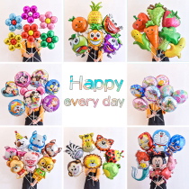 Happy birthday decoration scene arrangement children cartoon animal balloon baby year party dinosaur holding balloon