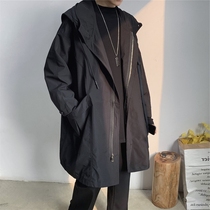 Spring and autumn very fairy hooded windbreaker Korean version of ins British jacket loose cec student long coat tide