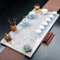 Jade tea tray light luxury modern Chinese simple home living room office with stone tea table stone tea sea set
