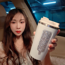 Insulated coffee cup rhinestone luxury horizontal Cup high-end portable water cup thermos cup female stainless steel European gift