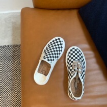 Environmentally friendly series two wear Korean black and white chessboard Plaid linen vintage old shoelaces cork-soled canvas shoes board shoes