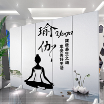 Yoga fitness sports background wall screen partition living room folding mobile health beauty gym porch Chinese style