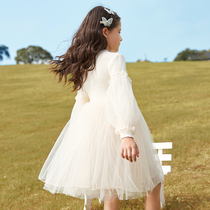 Girl dress autumn 2021 New plus velvet children autumn winter western style princess skirt autumn children sweater dress