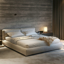 Italian minimalist cotton linen bed modern minimalist double bed Nordic cloth bed master bedroom soft bed Wai silent bed light luxury bed