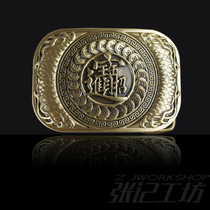 Retro Brass auspicious symbol cross mens pure bronze belt buckle buckle full copper belt head smooth buckle
