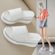Self-retention thin version of the super positive increase slippers women wear summer new wild net red high-heeled sandals