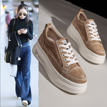 Giant thin Joker goddess left 2021 autumn new board shoes pine shoes ins tide single shoes plus velvet winter