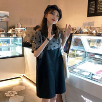 Sandro Moscoloni Polka dot top bib suit womens summer and Korean fashion loose age reduction two-piece set