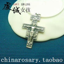 ky27] Italian imported Catholic holy object Jesus bitter like cross 26mmx40mm