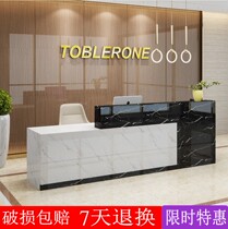 Company front desk reception desk corner counter cashier bar imitation marble paint welcome desk information desk