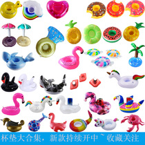 Inflatable flamingo floating cup holder cola beer drink cup sitting mobile phone seat swimming toy props
