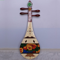 Simulation pipa musical instrument props Hand-painted pattern Wooden Dunhuang dance Pipa dance light colored diamond decoration