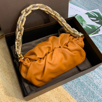 French DUDK womens bag new Song Hui Qiao Tongan Chain Bag Folds Clouds bag Soft leather Single shoulder genuine leather underarm bag