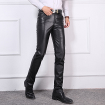Autumn and winter leather leather pants men slim warm pencil pants head layer cowhide motorcycle motorcycle leather pants Korean casual pants