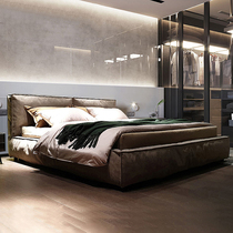 Nordic ins Net red Italian minimalist velvet bed simple modern master bedroom double bed soft bag bed storage cleaning bed