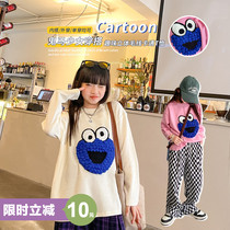 Filifys wardrobe girl long sleeve T-shirt 2022 spring autumn new CUHK Tong-solid cartoon embroidered child blouse