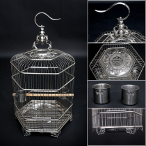 Stainless steel bird cage large parrot Xuanfeng Peony starling Wren metal hexagonal cage ornamental cage special new