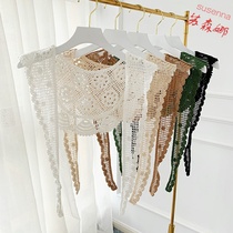 Japanese fairy pastoral student Lace shawl Female small waistband with skirt strand empty scarf Korean version knotted fake collar