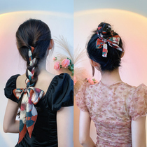 Forbidden City Hawthorn Red Retro Style Butterfly Knot Silk Scarf Advanced Hair with female chuckled strip floating with Korean version Zhair