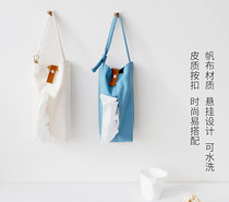 Cloth art Nordic paper towel set cotton canvas car carrying paper box Home toilet kitchen Living room Hanging Tissue Box