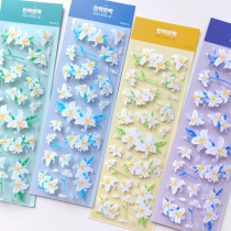 4 Mint Rabbit Hands Tent Korea Ppan Jj Lily White Flowers Sequins Waterproof Stickers Ins Wind Chasing cell phone stickers