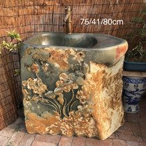 Outdoor stone wash basin One-piece column basin Stone Outdoor courtyard garden natural sink pool basin