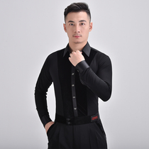 Huanwu Court dance coat top New mens ballroom dance wear clothes National standard dance shirt Modern dance practice suit