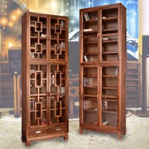 With door LUXURY BLACK WALNUTS SOLID WOOD CD CABINET RECORD STORAGE CABINET CD RACK DVD RECORD COOK JAZZ HIFI CABINET