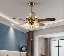 Iron leaf ceiling fan lamp wood leaf bedroom electric fan lamp industrial retro living room American chandelier living room dining room fan lamp