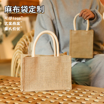 Burlap bag diy custom tote bag lunch box bag lunch cotton hemp bag green linen bag transformation hand-painted