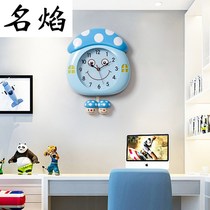 Cartoon cute little mushroom wall clock mute personality bedroom student childrens room kindergarten home time clock creative