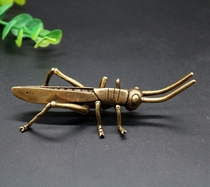 Antique old brass pure copper grasshopper small ornaments handlebars bronze art tea pet ornaments Brass Craft
