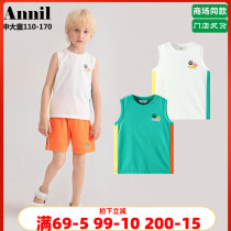 Anel childrens clothing 2021 summer new boy round neck mesh vest