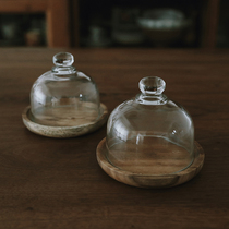 Glutinous rice porcelain national wooden snack tray with glass cover cute cup cake tray