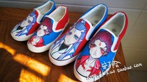 No. 5 Xiaoan hand-painted (Nezha Ao Bing red and blue color I cant help the Sky) to customize canvas shoes